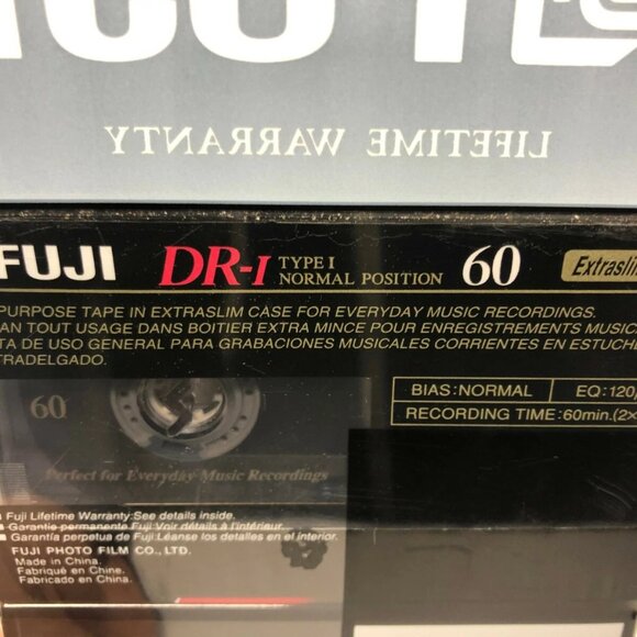 Fuji DR-I Audio Blank Cassettes Lot of 2 Blank Tape 60 min Extra Slim Case New - Picture 4 of 4